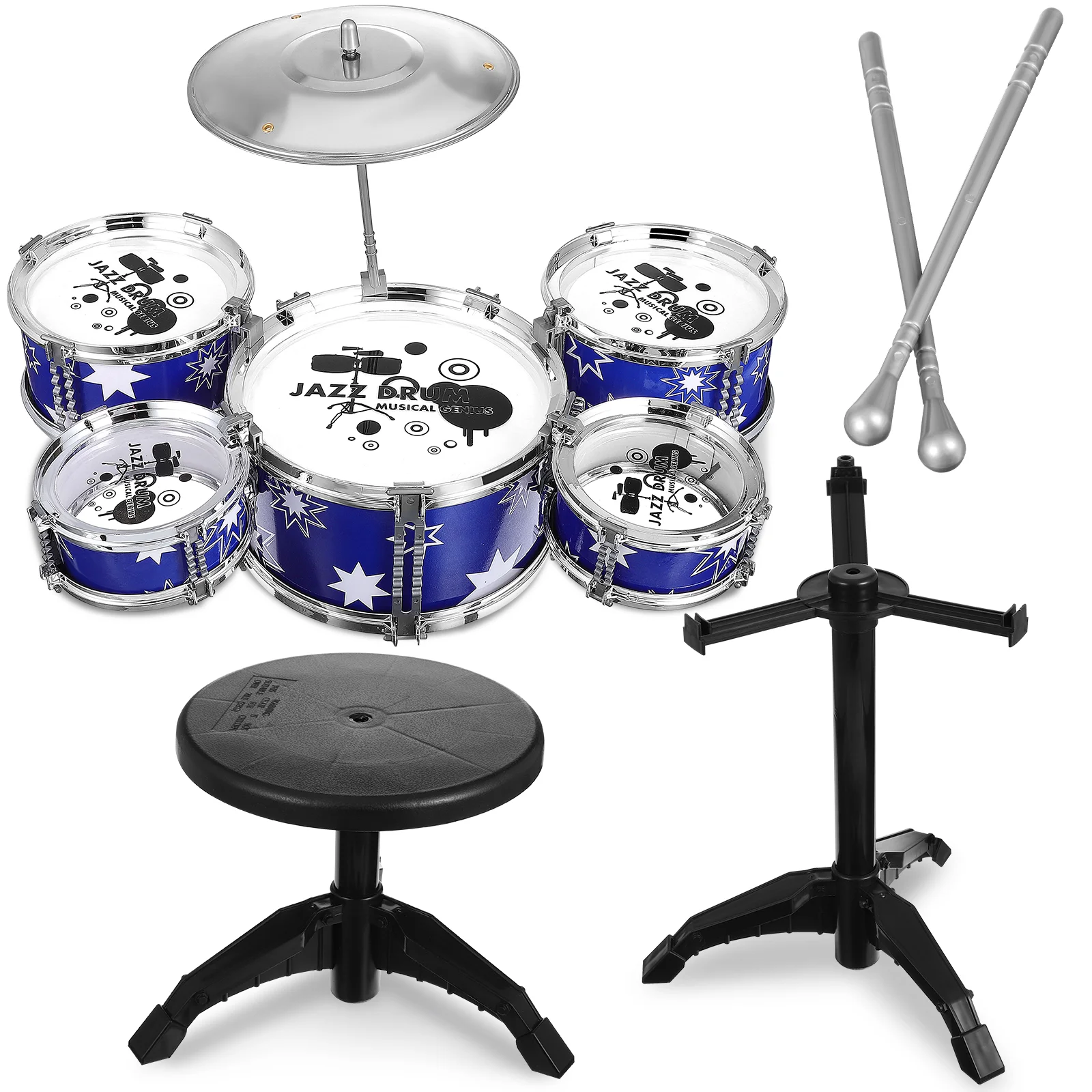 

Drum Set for Kids Jazz Drum Kit for Toddler Drum Set with Stool Percussion Musical Instruments Drum Set Toys