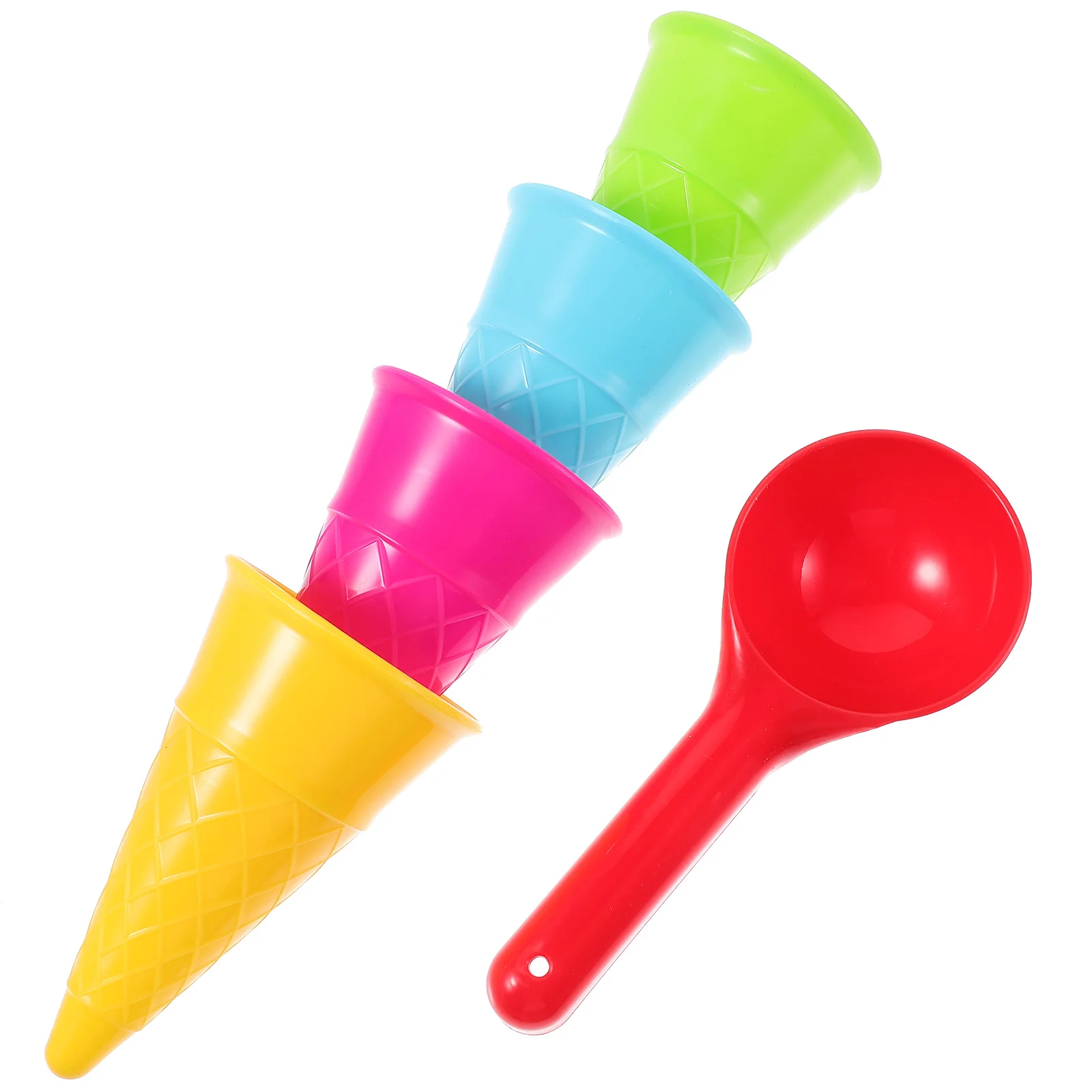 

5 Pcs Plastic Beach Toys Childern Kids Digging Spoon Ice Cream Cup Seaside Outdoor Play Sand