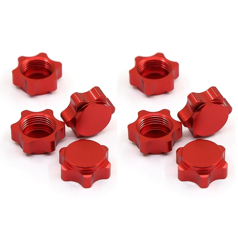 

8Pcs Aluminum Wheel Hub Cover Anti-Dust Cover 17Mm Hex Nut For 1/8 RC Car,Red
