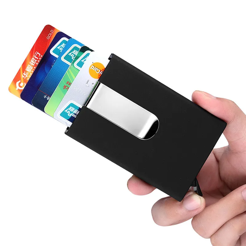 

Sets Credit Qualitid Sets Holder Automatic Cash Men Business Aluminum Holder Wallet Card Wallets Clip High Card