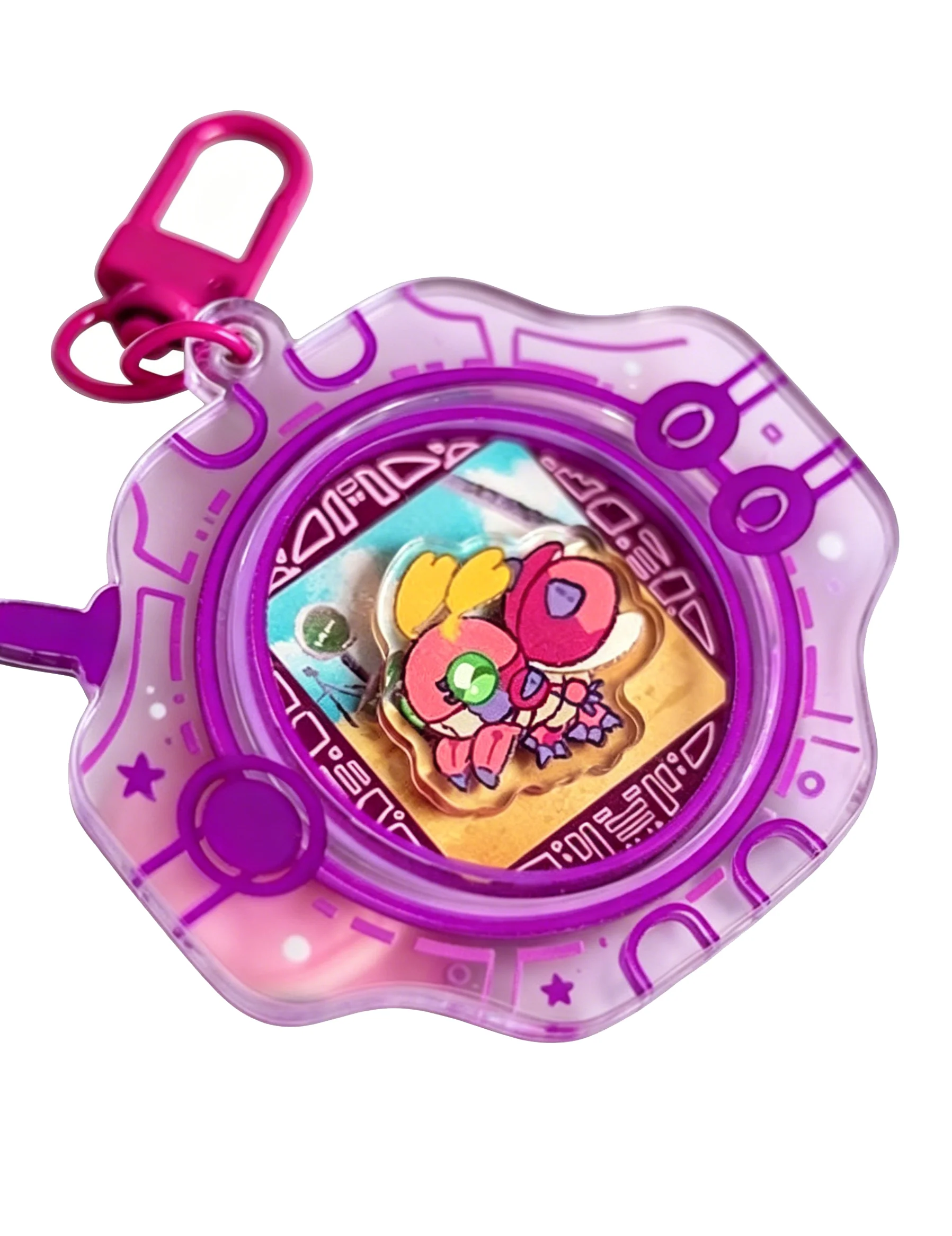 Фото Подвеска для сумки Digimon Adventure Digivice: вращающийся акриловый брелок с Q-V-mon, Palmon, Gatomon, Patamon, Piyomon, Armadillomon №4