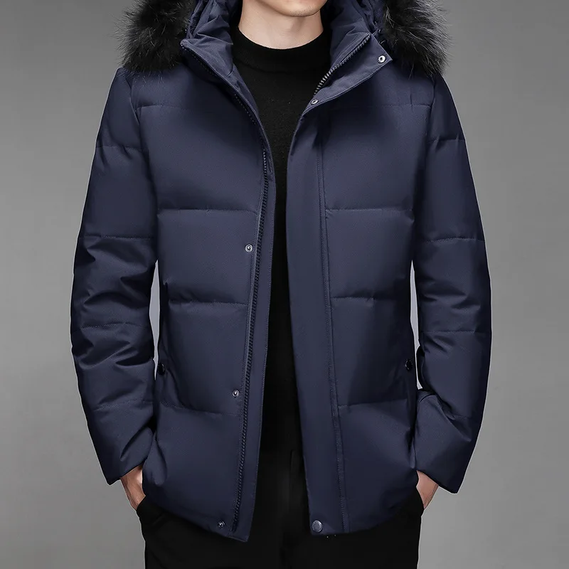 2023 Winter Snow Down Jacket Men Thick Warm Parkas Hooded Fur Collar Coats Pocket White Duck Down Windbreaker Jackets Overcoat