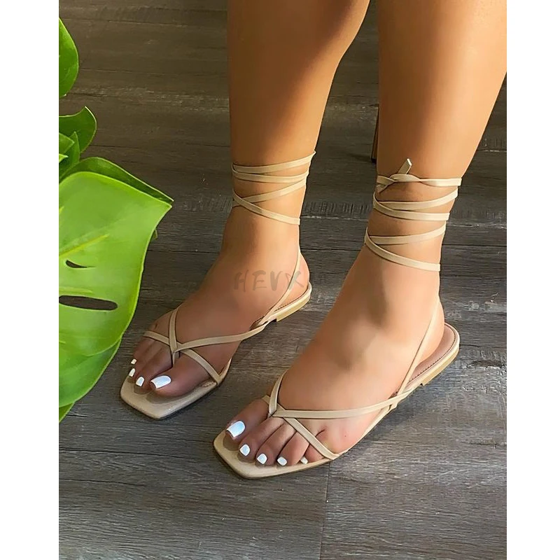 

Summer Solid Color Strappy Sandals Outdoor Casual Women's Shoes Fashion Flip Flops Casual Plus Size 43