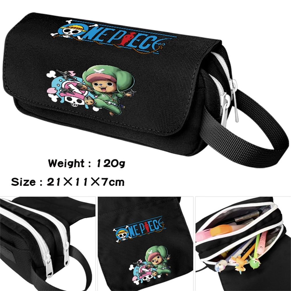 

ONE PIECE Nylon Pencil Case Cartoon Student Zipper Portable Penbag Boys Girls Makeupbag Travel Cosmetic Stationery Bags