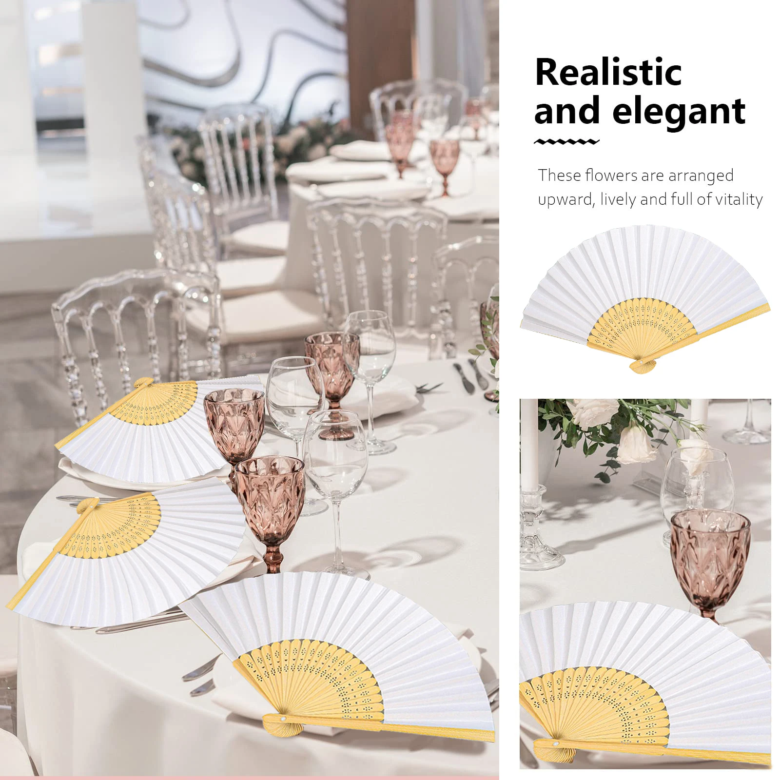 5/10/20/30/40/50 шт. свадебные ручные веера из белого бамбука складной бумажный веер