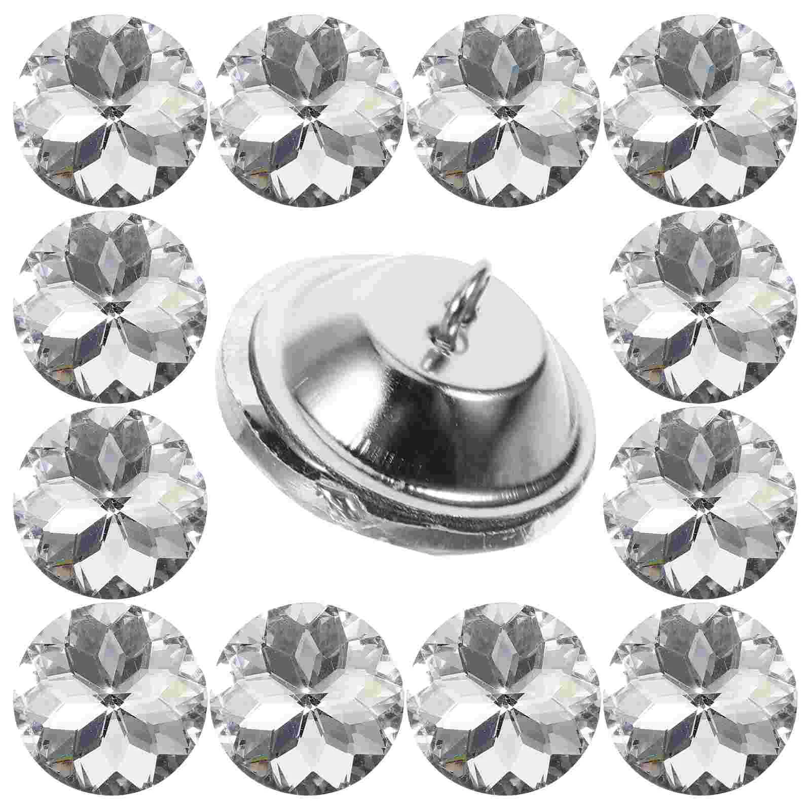 

25 Pcs Decor Soft Bag Crystal Buckle Reusable Sofa Button Multi-use DIY Buttons Upholstery Glass Metal Ring Elderly
