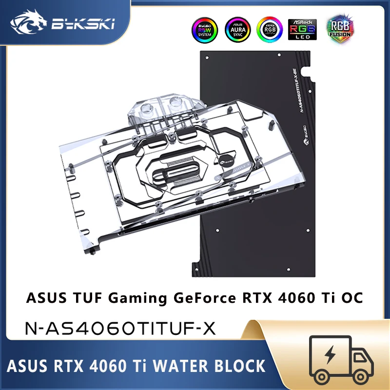 

Водяной блок Bykski 4060ti для ASUS TUF Gaming RTX 4060 Ti OC, видеокарта, кулер для воды под заказ, медный графический процессор, жидкостное охлаждение