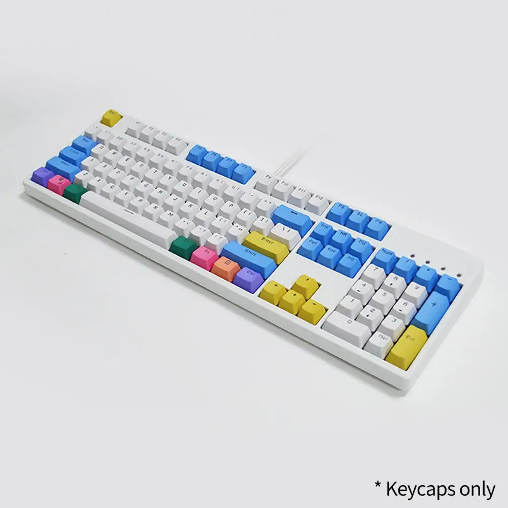 

Keyboard Caps 104 Keys Stylish Oil-proof Translucent PBT Rainbow Color Mechanical Keyboard Keycaps for Home