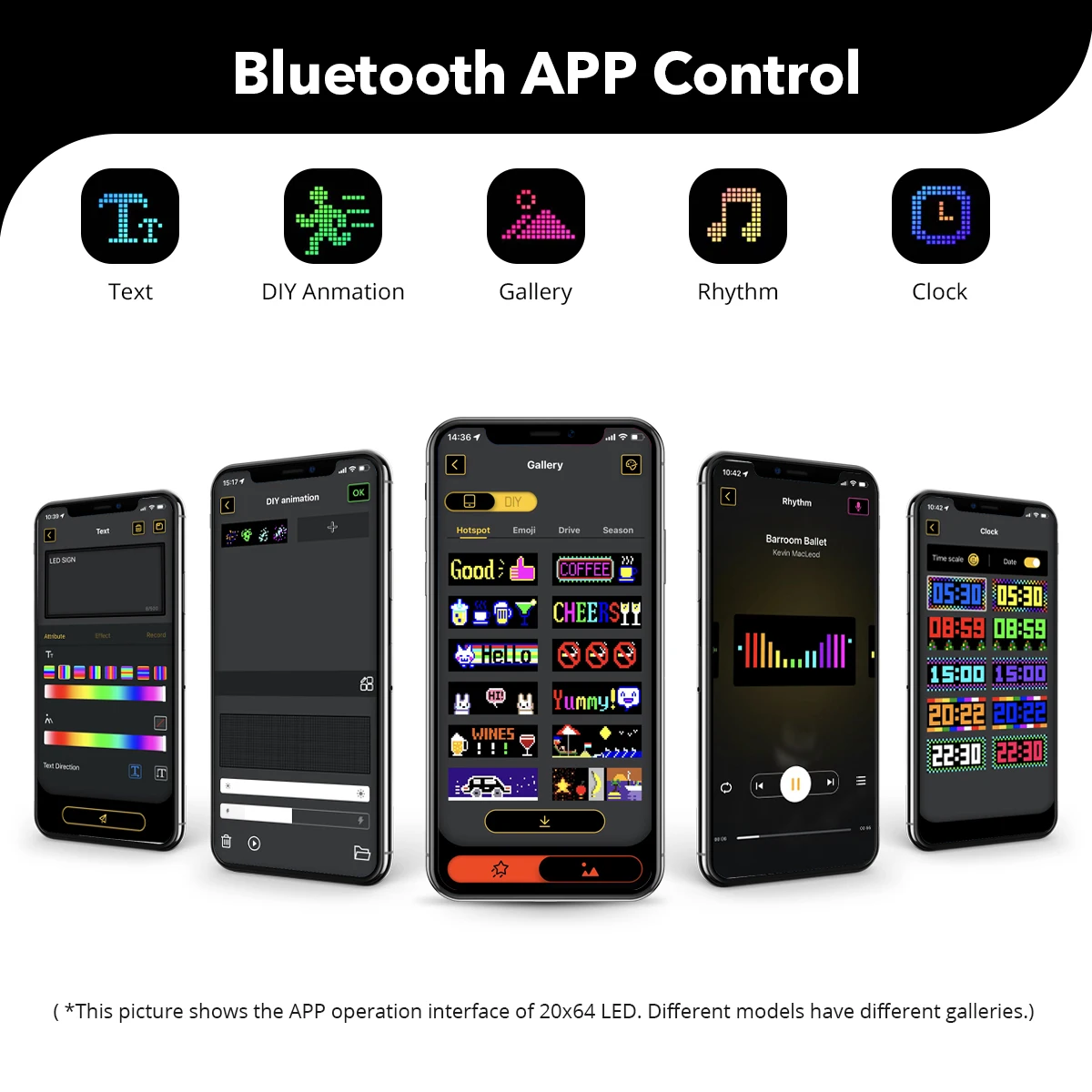 Программируемый интеллектуальный USB 5 В светодиодный матричный дисплей Bluetooth