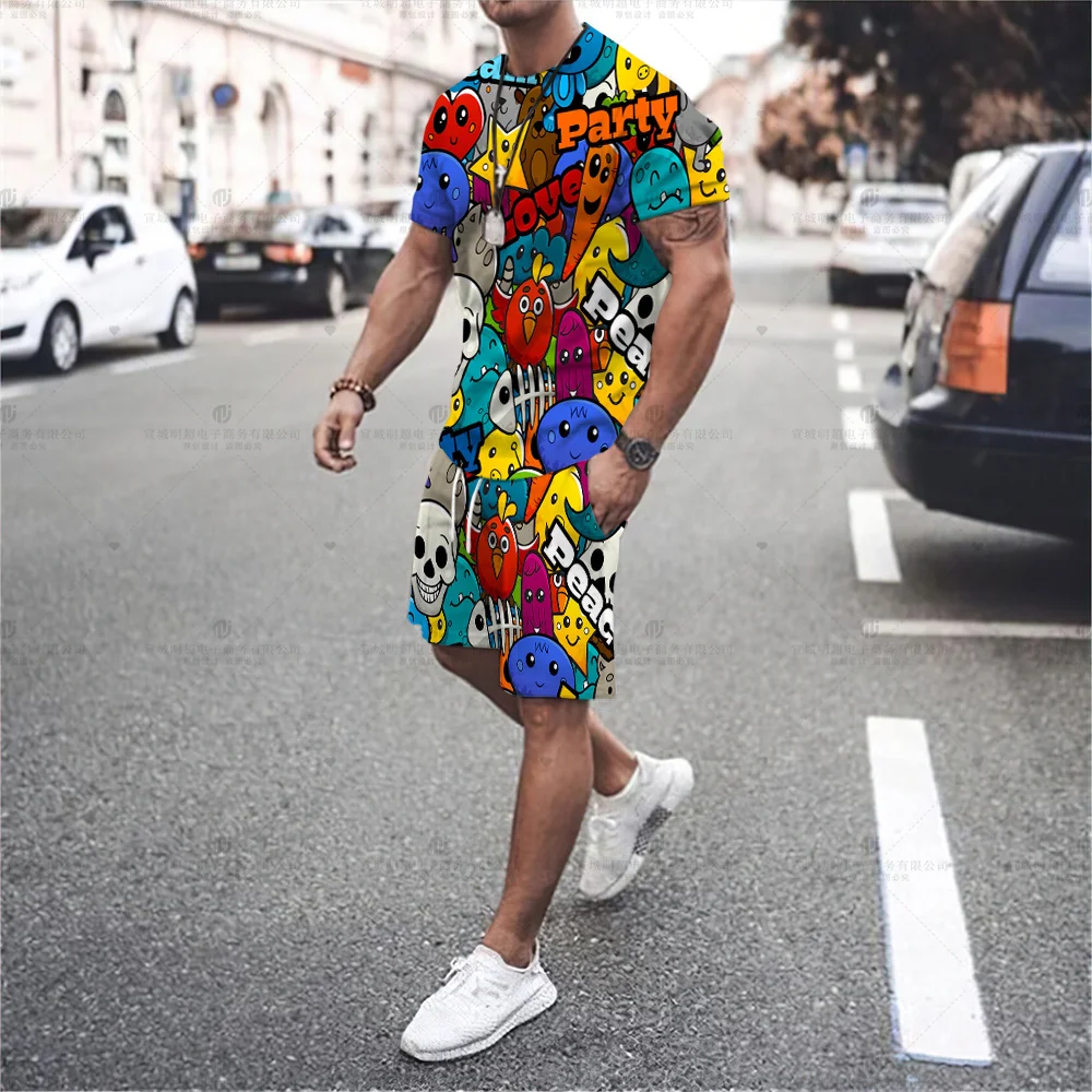 

Text Graffiti Printing Polo Shirt Letter HWC Casual Shirt Shorts Retro T-Shirt Men's Short Sleeve Collar Suit Oversized Clothes