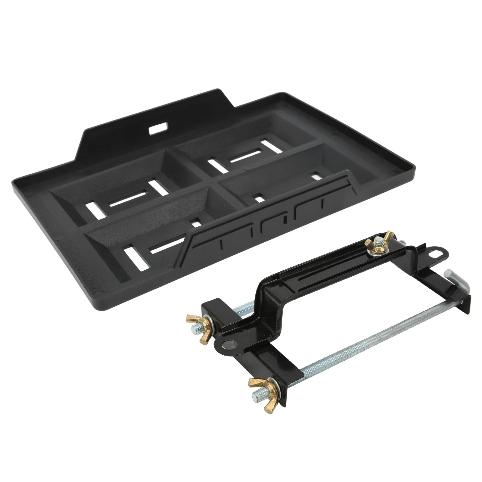 

Car Battery Hold Down Tray Bracket Set Recessed Slots Sturdy Construction for 27 30 31 Series Batteries