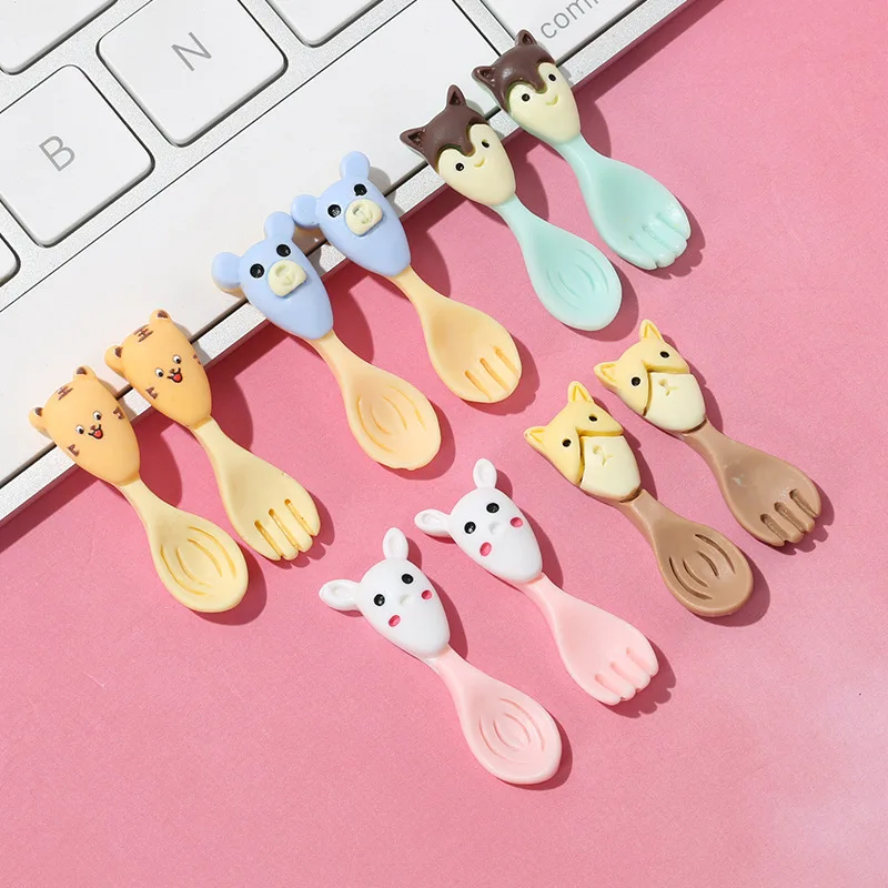 

10 шт. Новинка милая фигурка ложки вилки из смолы поделки 32 мм с плоским основанием Кабошон Украшение для изготовления ювелирных изделий Акс...