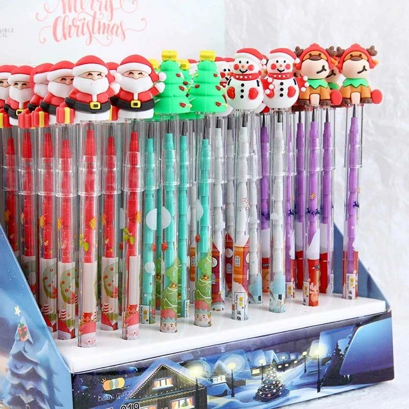 

Рождественский механический карандаш 28/56 шт., японские кавайные карандаши без порезов, канцелярские принадлежности для начальной школы, детские картины в коробке, подарки