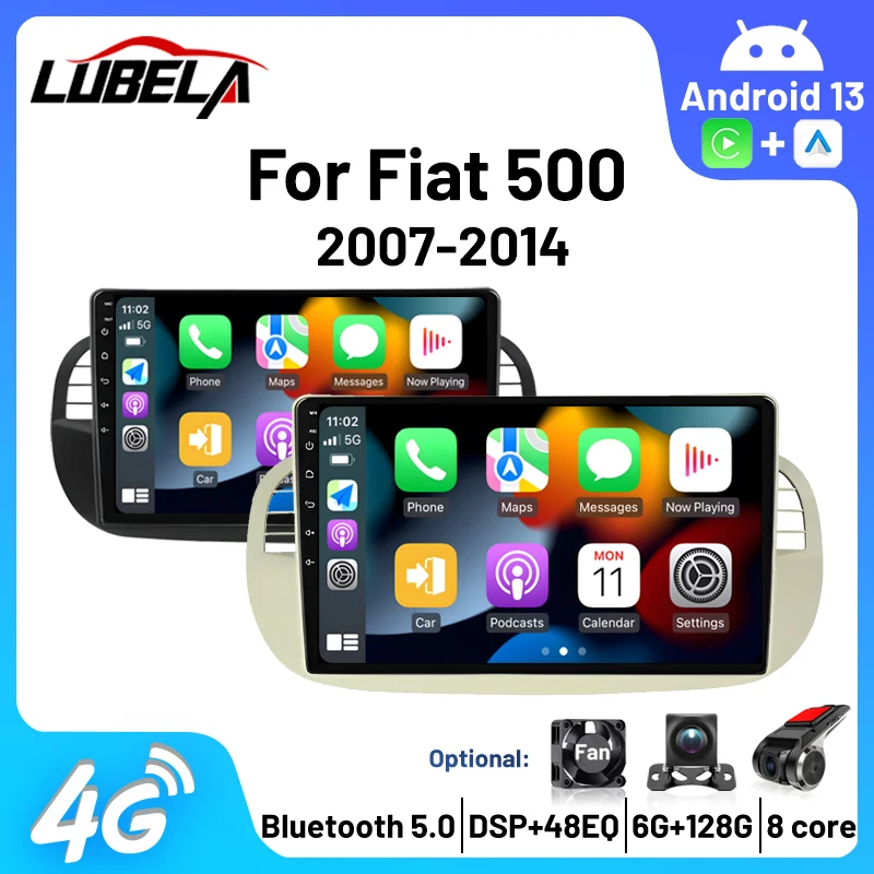 Carplay для Fiat 500 2007-2014 мультимедийный плеер Восьмиядерный радио автомобильный
