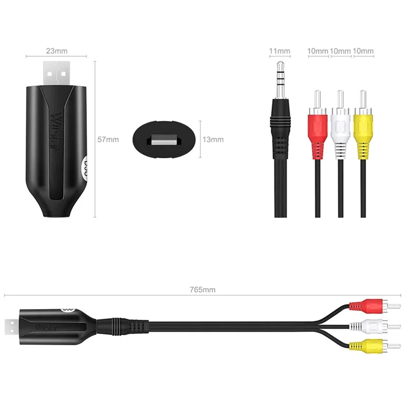 USB 2.0 Легко крышка Карта видеозахвата AV 3RCA VHS Аналоговый в цифровой для ТВ DVD