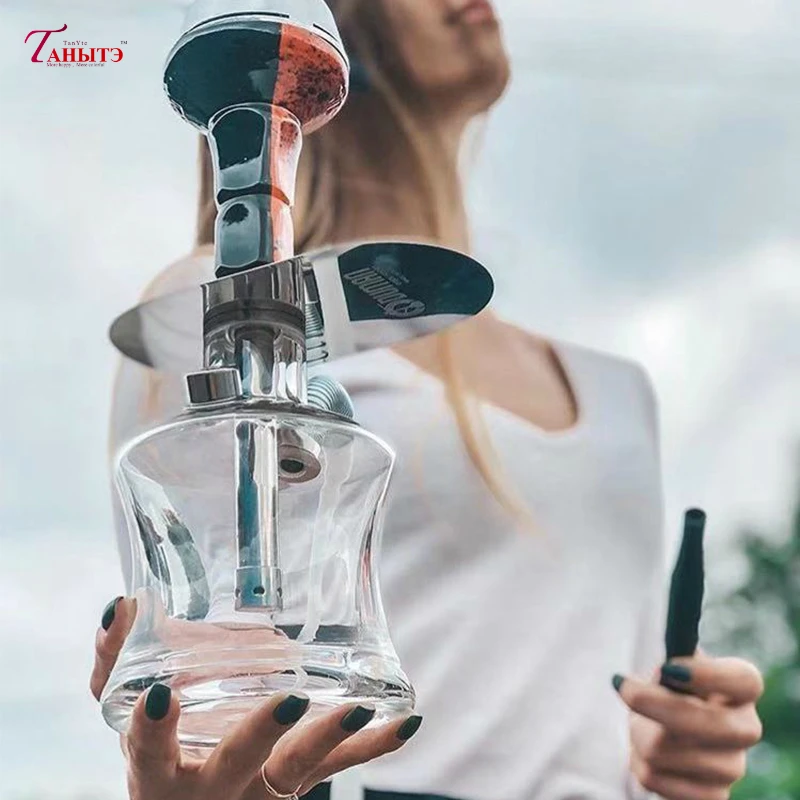 

Portable Hookah Set Small Glass Shisha with Metal Charcoal Clip Fitting Silicone Hose Travel Sheesha Chicha Narguile Accessories