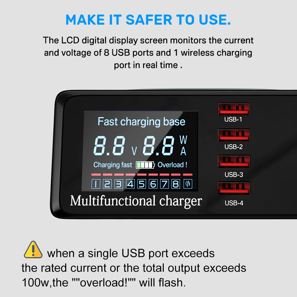 100w multi usb charger hub quick charge 3 type c pd fast charger wireless charger usb charging station for iphone 13 12 x xiaomi free global shipping