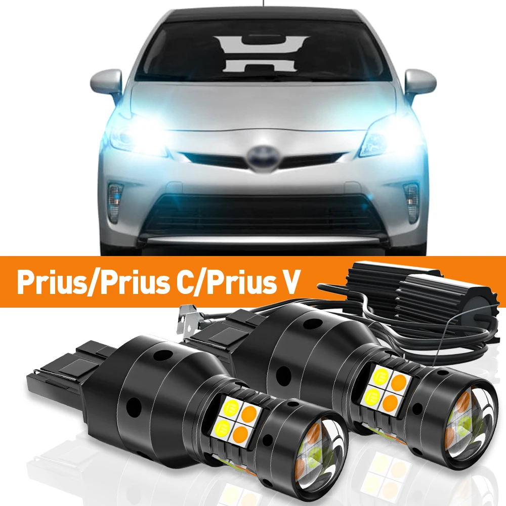 

2pcs LED Dual Mode Turn Signal+Daytime Running Light DRL For Toyota Prius C V 2003-2019 2011 2012 2013 2014 Accessories Canbus