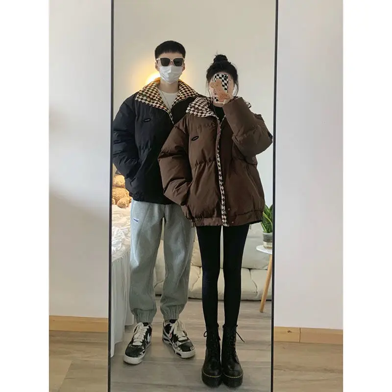 Couples wear cotton clothes women's winter 2022 new loose and lazy style design sense niche small thick cotton clothes