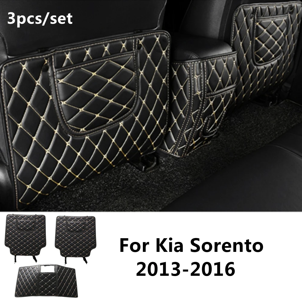 

SJ PU leather Car Rear Seat Anti-Kick Pad Back Seats Cover Armrest Anti-dirty Protection Mat For Kia Sorento 2013-14-15-2016