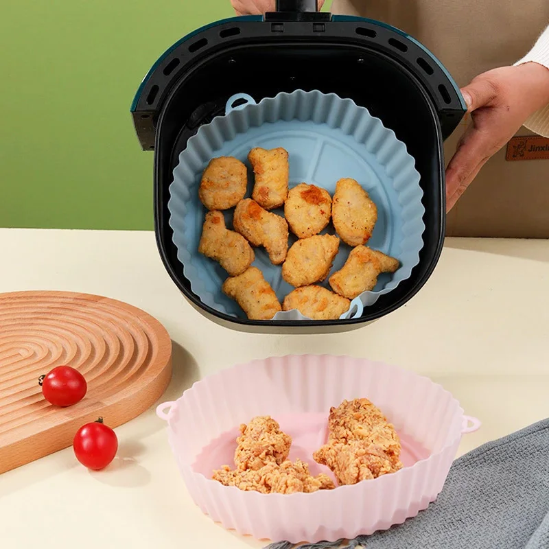 

Silicone Air Fryers Oven Baking Tray Fried Pizza Chicken Basket Mat Airfryer Silicone Pot Round Replacemen Grill Pan Accessories