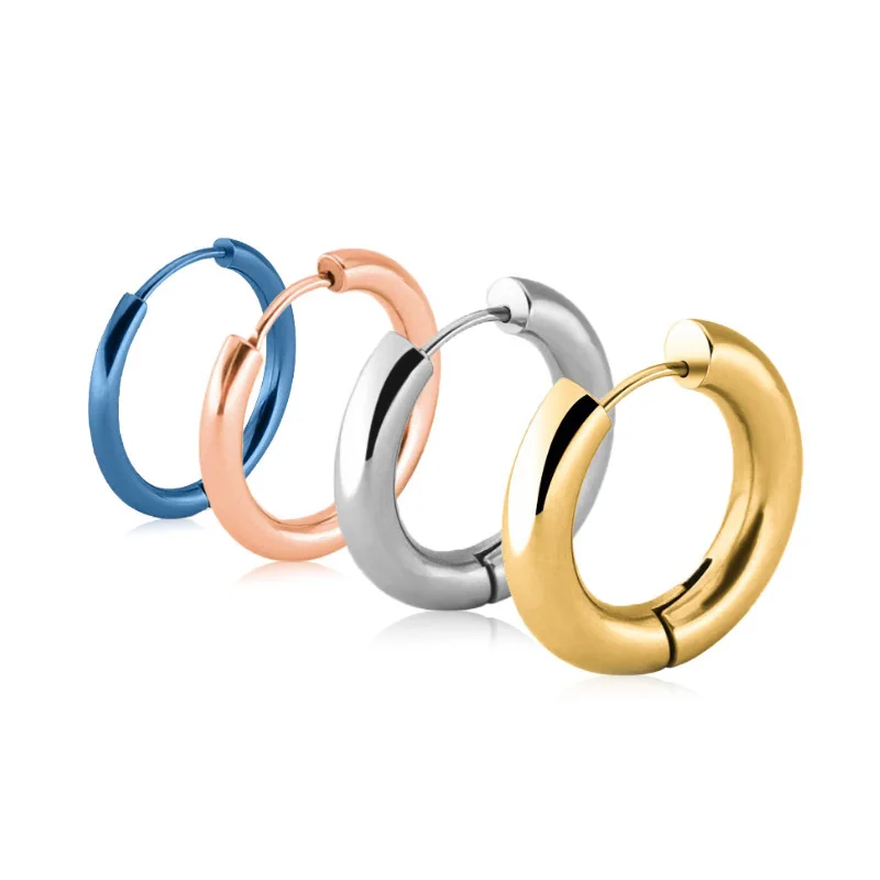 

1Pair Thickness 1.6-5mm Stainless Steel Round Hoop Earrings For Men/Women Cute Small Circle Ear Buckle Punk Simple Jewelry