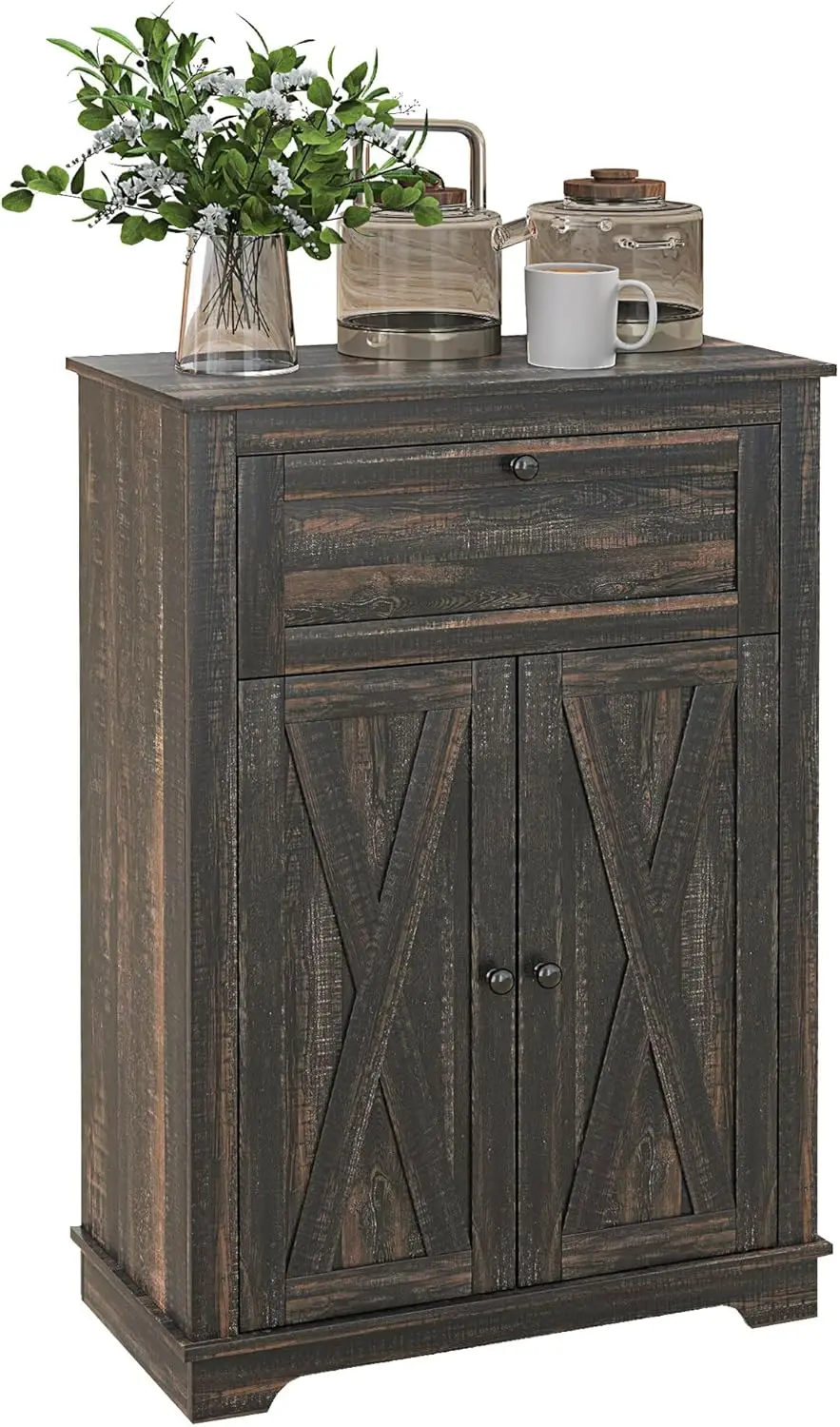 Шкаф с акцентом на дверь сарая в фермерском доме кухонный сервант для хранения