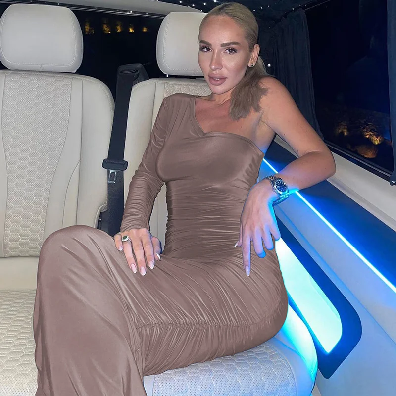 

Осеннее сексуальное платье Zoctuo Y2K с оборками, элегантное облегающее Макси-платье с открытой спиной и плечами для вечеринки в клубе, 2022