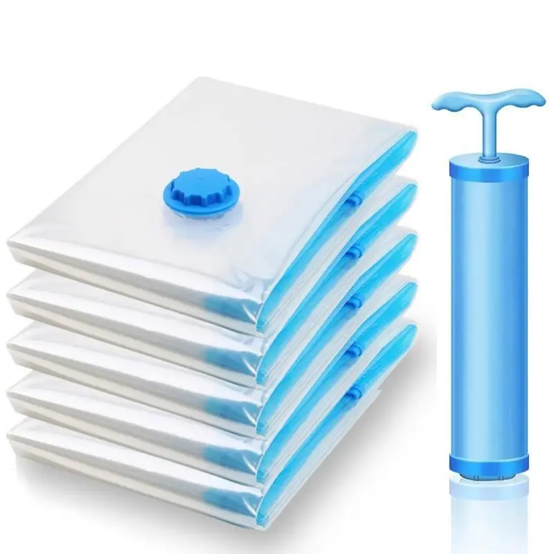 

5pcs Vacuum Storage Bags,for Bedding,Pillows,Towel,Clothes Space Saver Travel Storage Bag,With Hand-Pump,Vacuum Bag Package