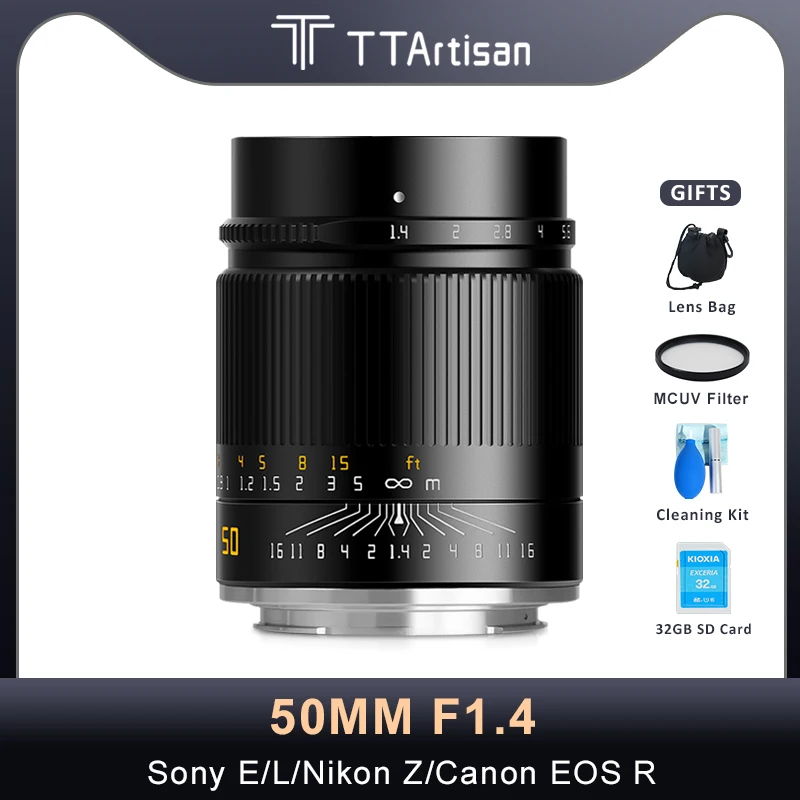 

TTArtisan 50 мм F1.4 ASPH полный каркас ручной фокусировки объектив для Sony E Canon RF Nikon Z Sigma Lumix Leica L крепление объектив цифровой камеры