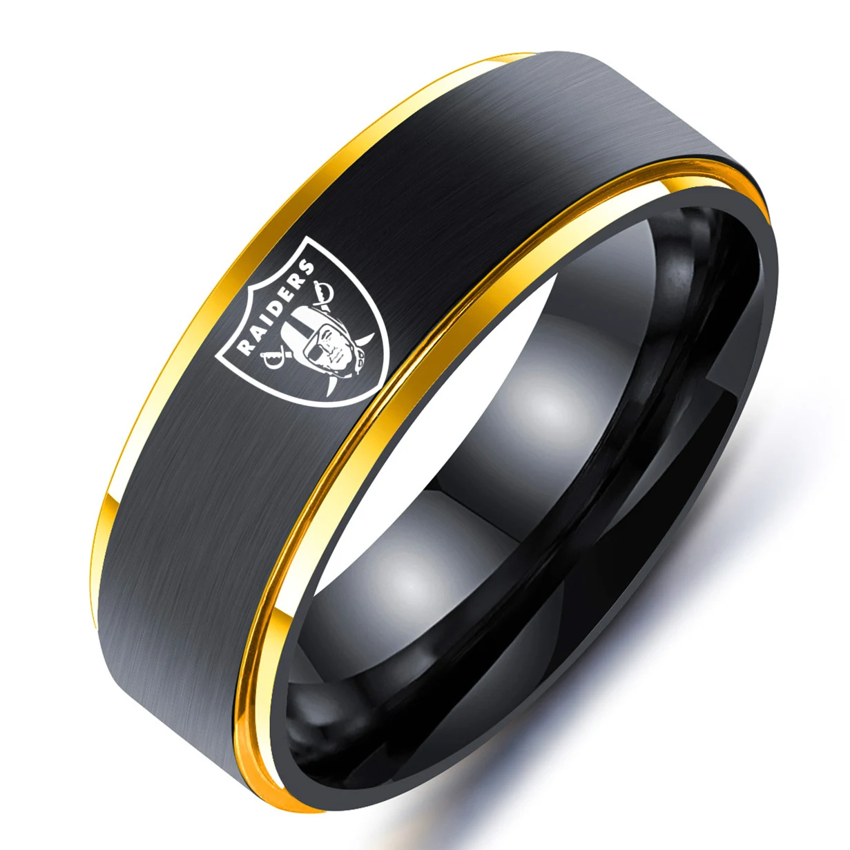 Кольцо Raiders из черного титана 8 мм для мужчин и женщин персонализированное