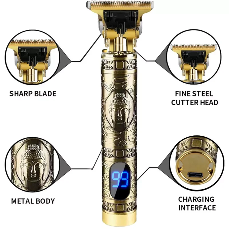 

Мужской триммер для волос NEW2023 T9 со светодиодной подсветкой, Профессиональная Беспроводная Бритва для бороды, Парикмахерская Машинка для с...