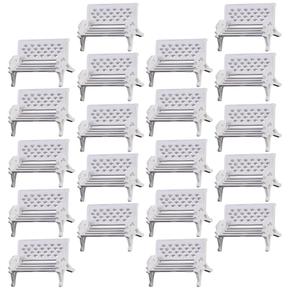 

20 Pcs Park Chair Decoration Sand Table Garden Bench Tiny Furniture Armchair Micro Benches Scene Lamp Abs Miniature Chairs