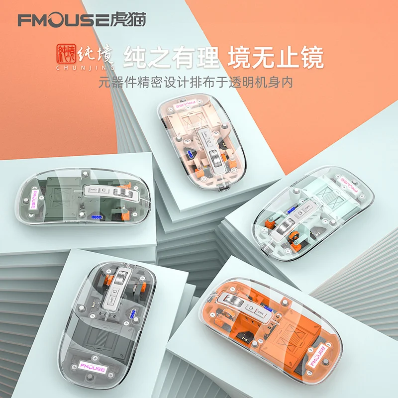 Новая прозрачная беспроводная мышь для геймеров, перезаряжаемая Бесшумная Bluetooth мышь Type-C 2,4G, игровая мышь 2400dpi для ноутбука, ПК, офиса