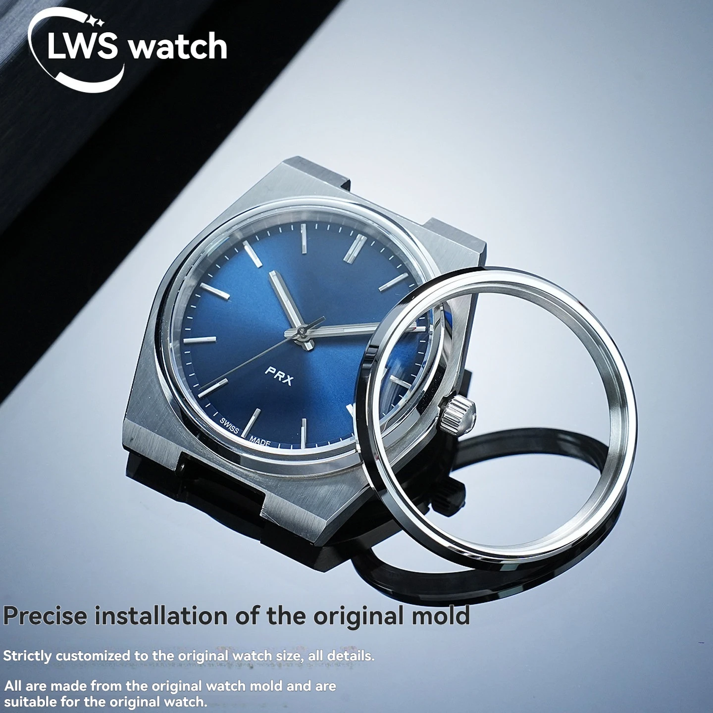 Фото Модифицированный безель T137407 с зубчатым краем для часов Tissot PRX Super Player 1853 - Сменное кольцо безеля №3