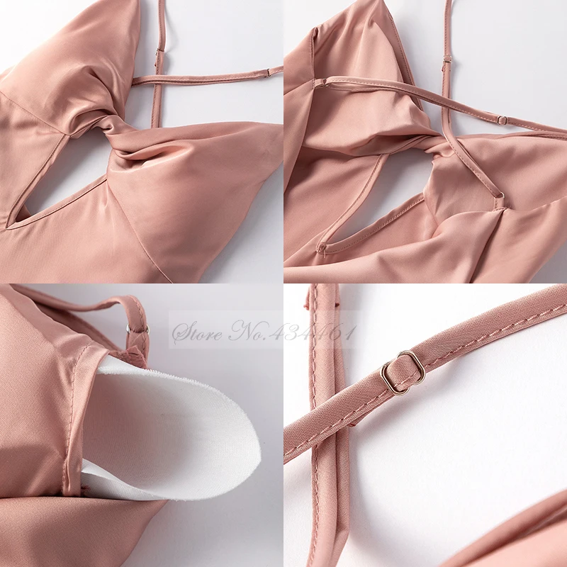 Ночная сорочка женская с открытой спиной пикантная рубашка на бретелях-спагетти