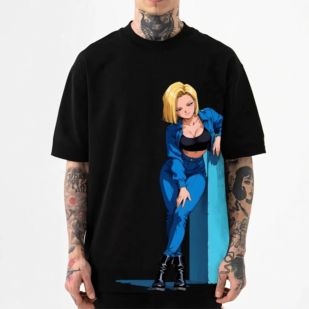 Фото Футболка Dragon Ball Android 18 в японском стиле, классическая, высококачественная, уличная одежда, мужская и женская одежда, новинка лета 2026 года №4