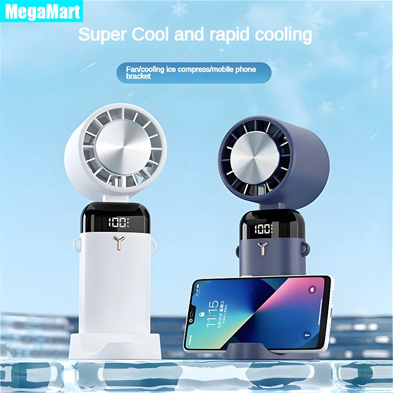 

Portable Electric Handheld Fan Foldable Mini Neck Fan USB Charging 3600mAh Cooling Fan LED Power Display Mini Air Conditioner