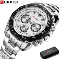 curren fashion luxury brand man quartz full stainless steel watch casual military sport men dress wristwatch gentleman 2018 new