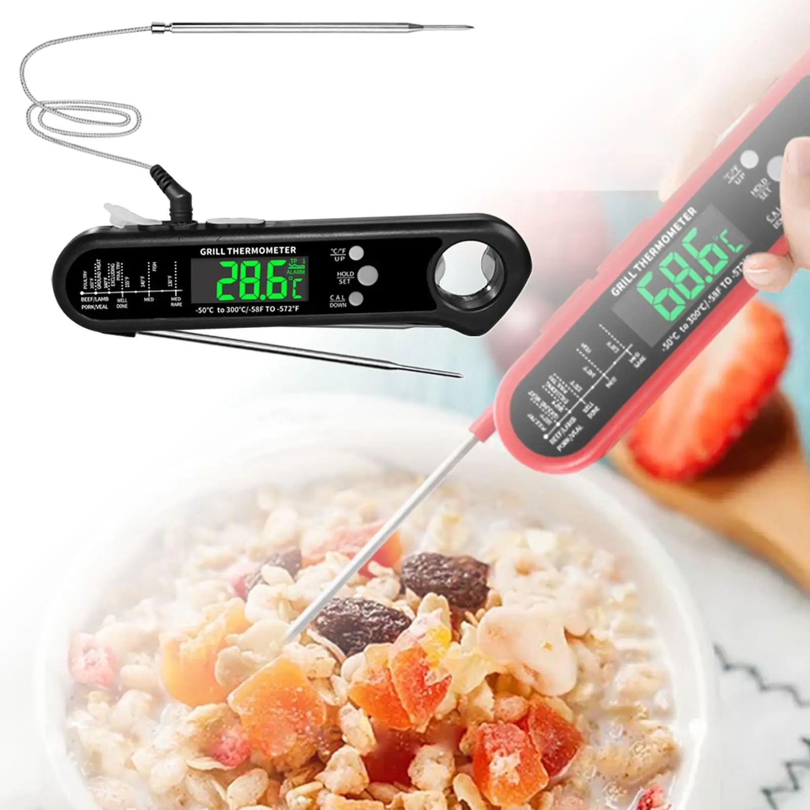 

Stainless Steel Digital Meat Thermometer Cooking Food Kitchen BBQ Probe Fast Digital Food Water Milk Temperaure Sensor Meter