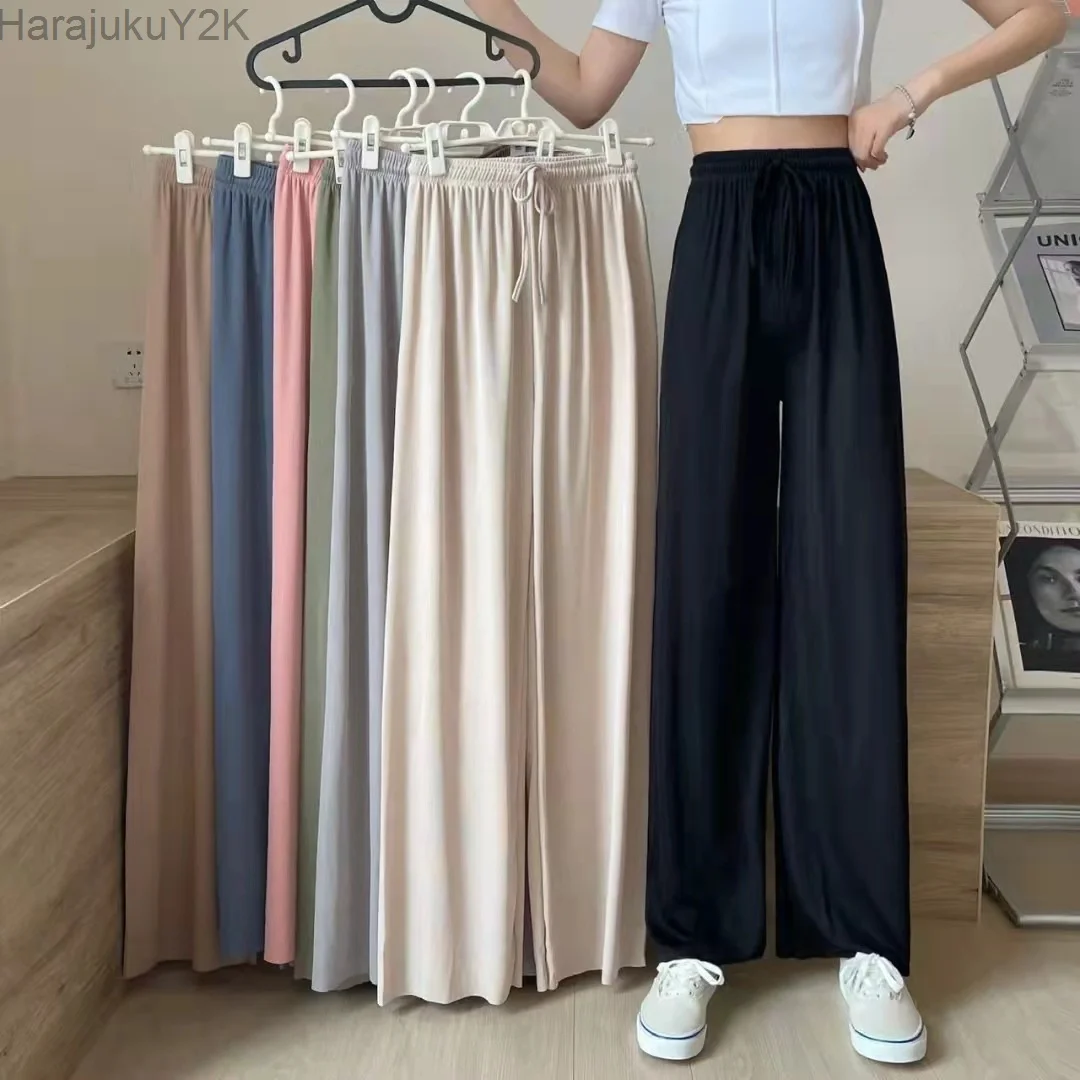 

Pants Women Thin Summer Korean Elegant Full Length Stylish Comfortable Female Hot Sale Cozy Ulzzang High Waist Streetwear Solid