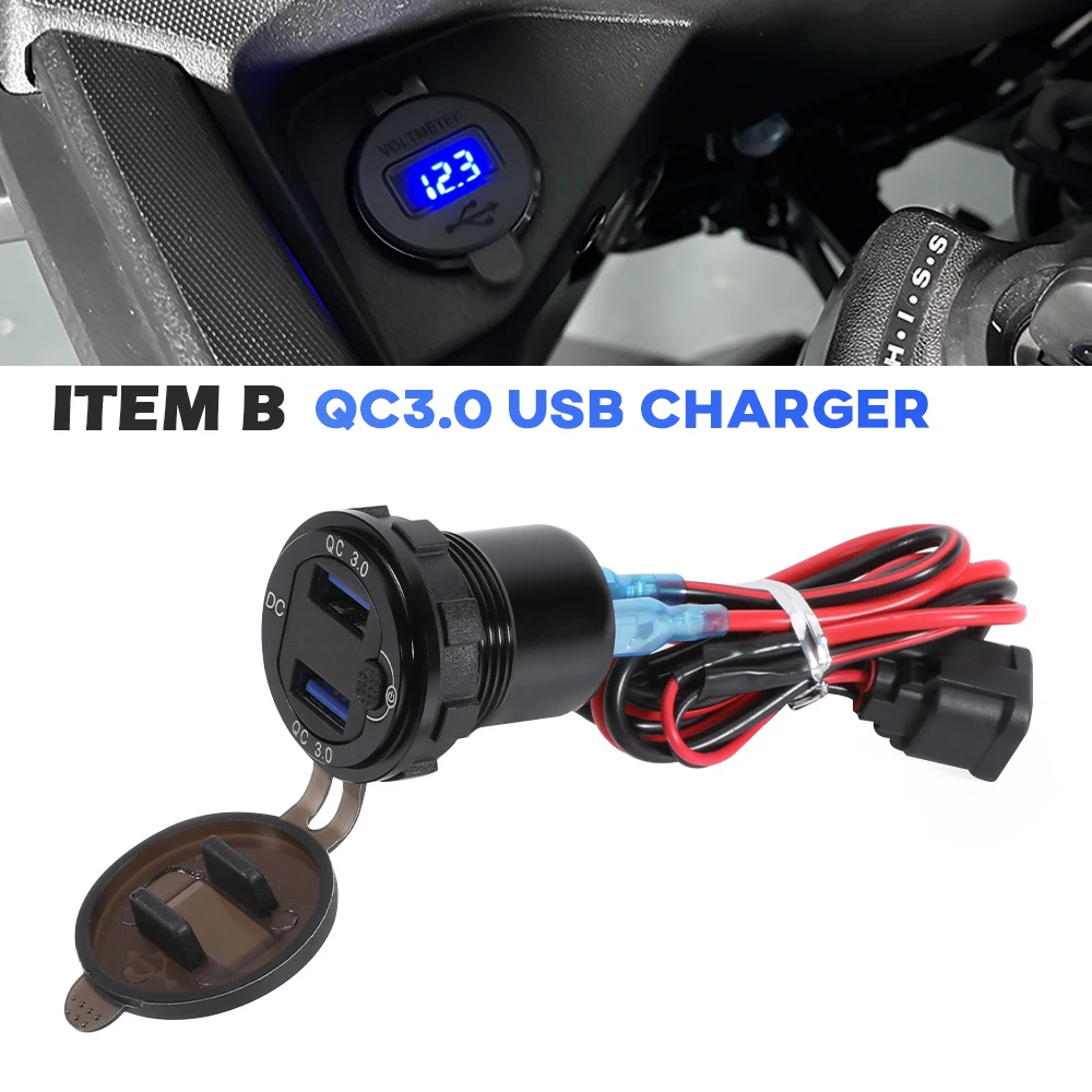 

Для HONDA XL750 Transalp 750 CRF Africa Twin 1000 1100 QC3.0 USB-зарядное устройство 12 В, разъем питания, двойной USB-разъем, кабель