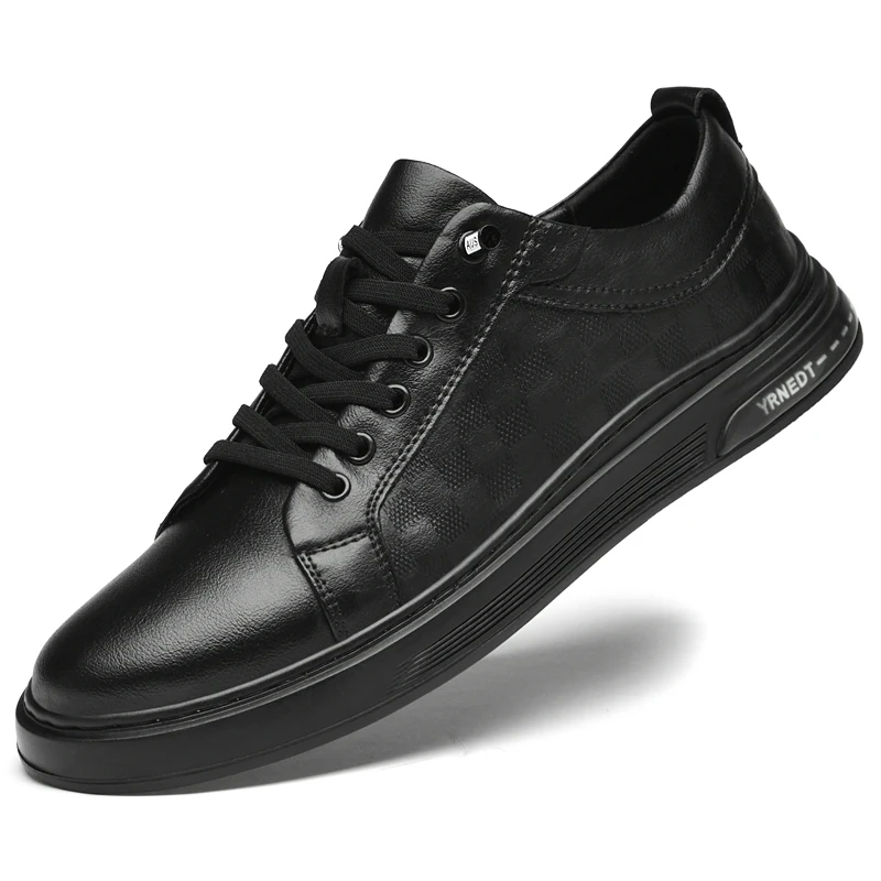 

Popular Men Leather Shoes Black White Fashion Shoes Mens Top Quality Flats Sneakers For Men Comfortable Adult Casual Shoes
