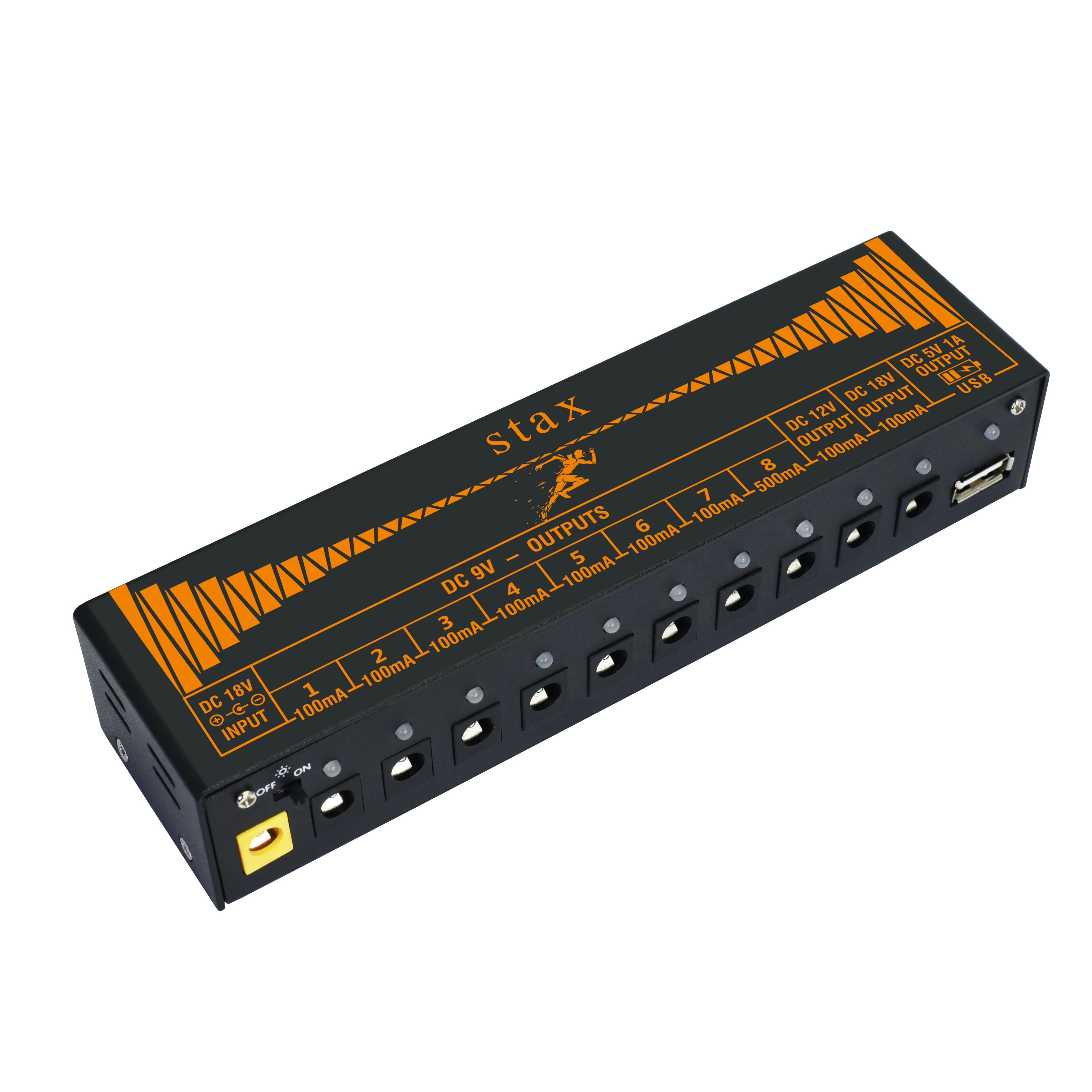 Stax Pedal Power Supply Update Output Multi Circuit Power Supply For Guitar Pedal 10 Ways 9V/12V/18V DC Outputs 1 Way 5V USB