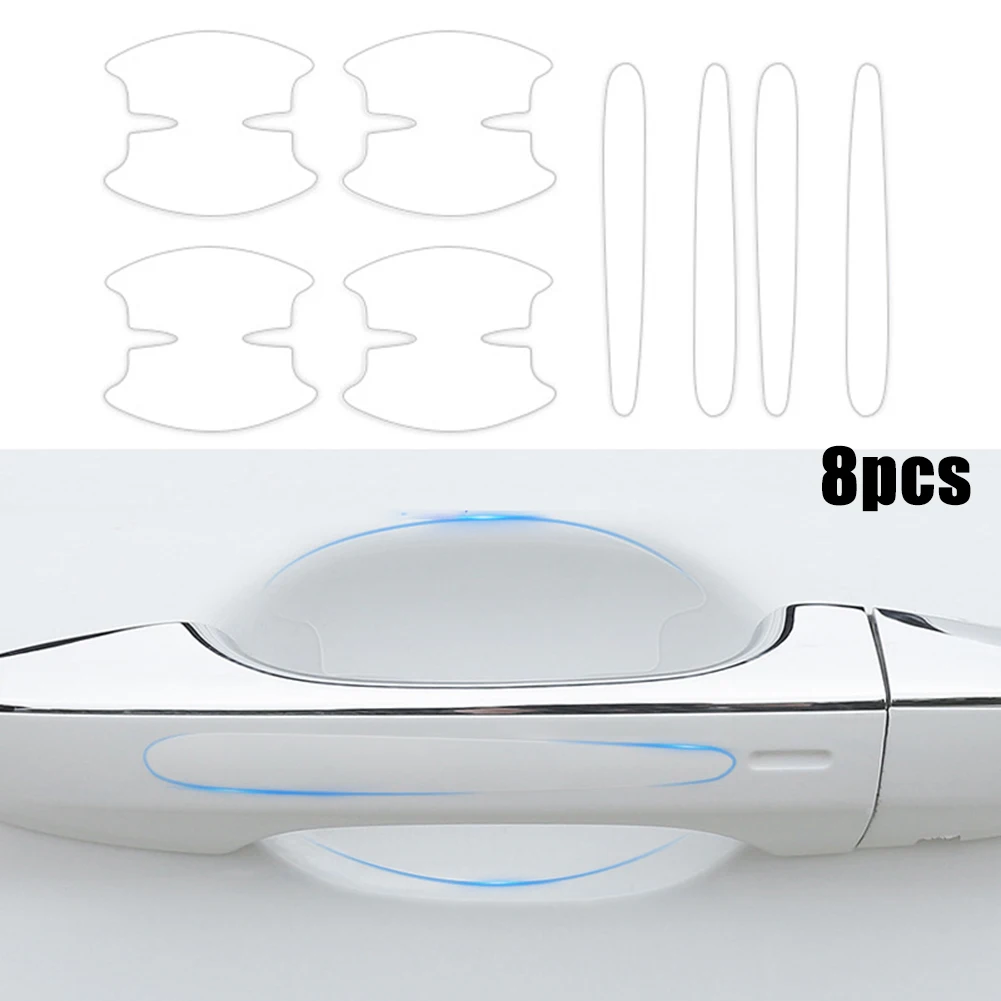 8xCar Door Bowl Handle Anti-Scratch Sticker Clear Door Handle Sticker Protection Film Anti-collision Protection Strip Car Access