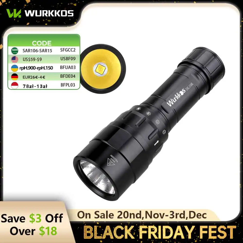 

Wurkkos DL10R подводный фонарь 4500LM