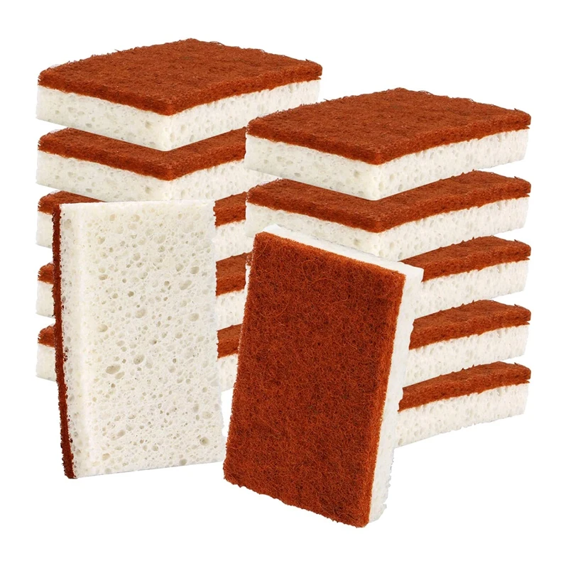

Scrub Sponge 12 Pack, Palm Fiber Sponge ,Durable No Smell Dishwashing Kitchen Scrubber,Cleaning Sponges For Dishes