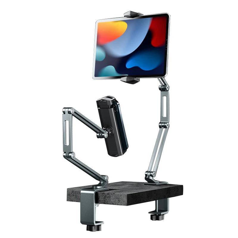 

Aluminum Alloy Tablet Holder 3 Arm Adjustable Desk Clamp Phone Stand for iPad Pro 12.9 11 Mini Xiaomi Lenovo Samsung Tablets