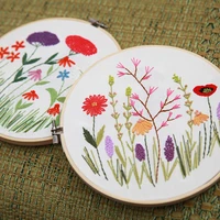diy hand embroidery material package flowers and butterflies pattern hanging paintings round cross stitch kit sewing craft kit