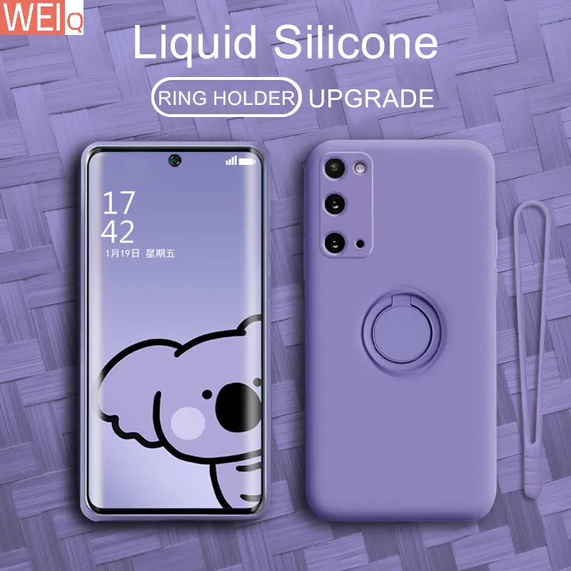 

Car Ring Holder Soft Silicone Case For Samsung Galaxy S23 S22 S21 S20 FE Plus Ultra A32 4G A42 A52 A72 5G Stand Magnetic Cover